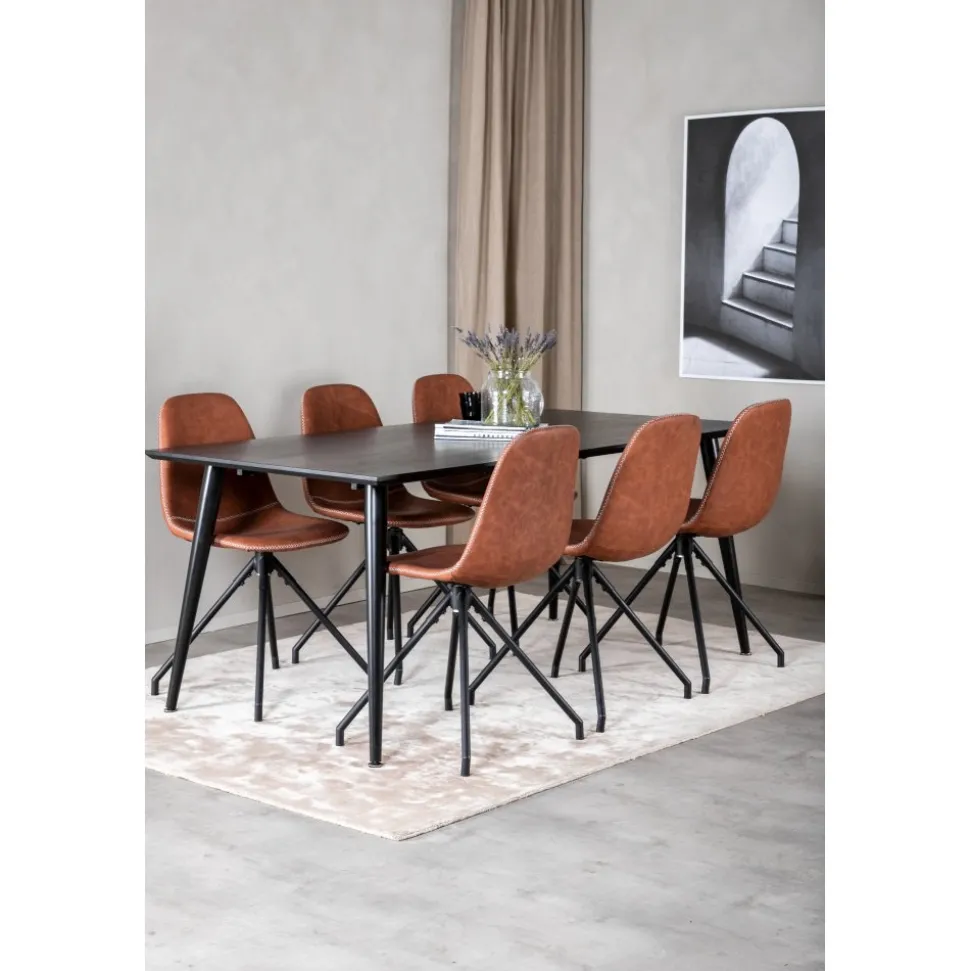 Dipp matbord 180 x 90 cm - Svart