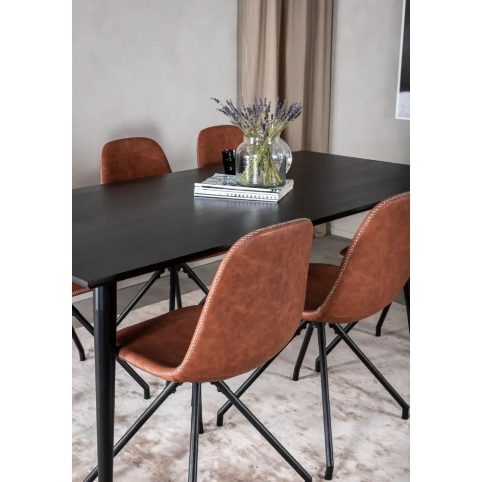 Dipp matbord 180 x 90 cm - Svart