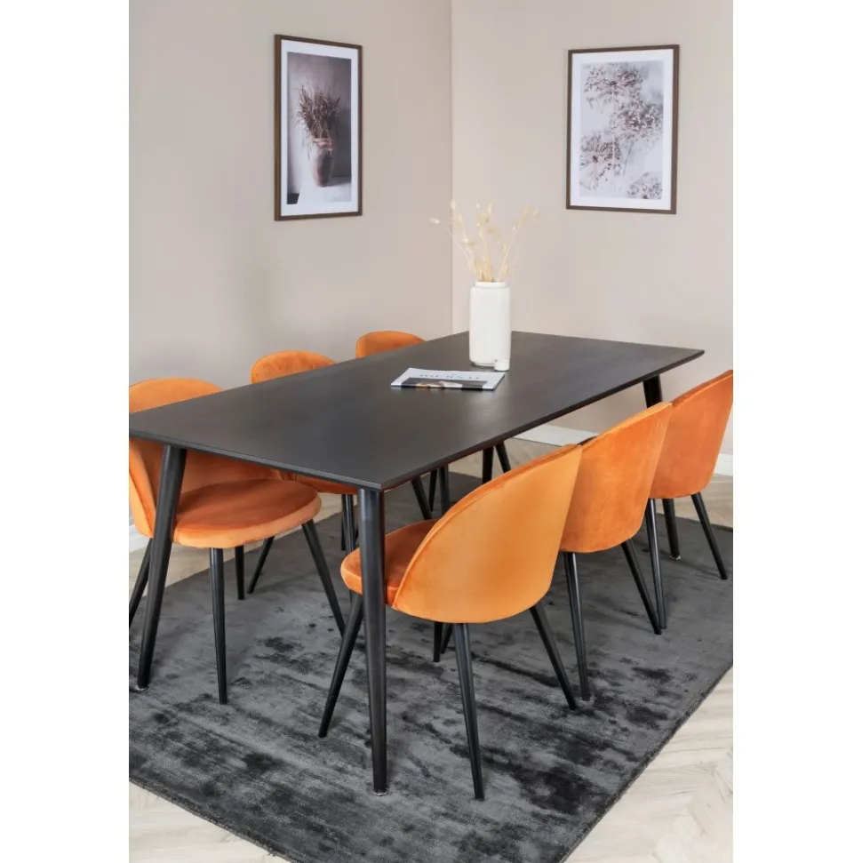 Dipp matbord 180 x 90 cm - Svart