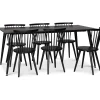 Dipp matgrupp; matbord 180x90 cm med 6 st svarta Castor pinnstolar