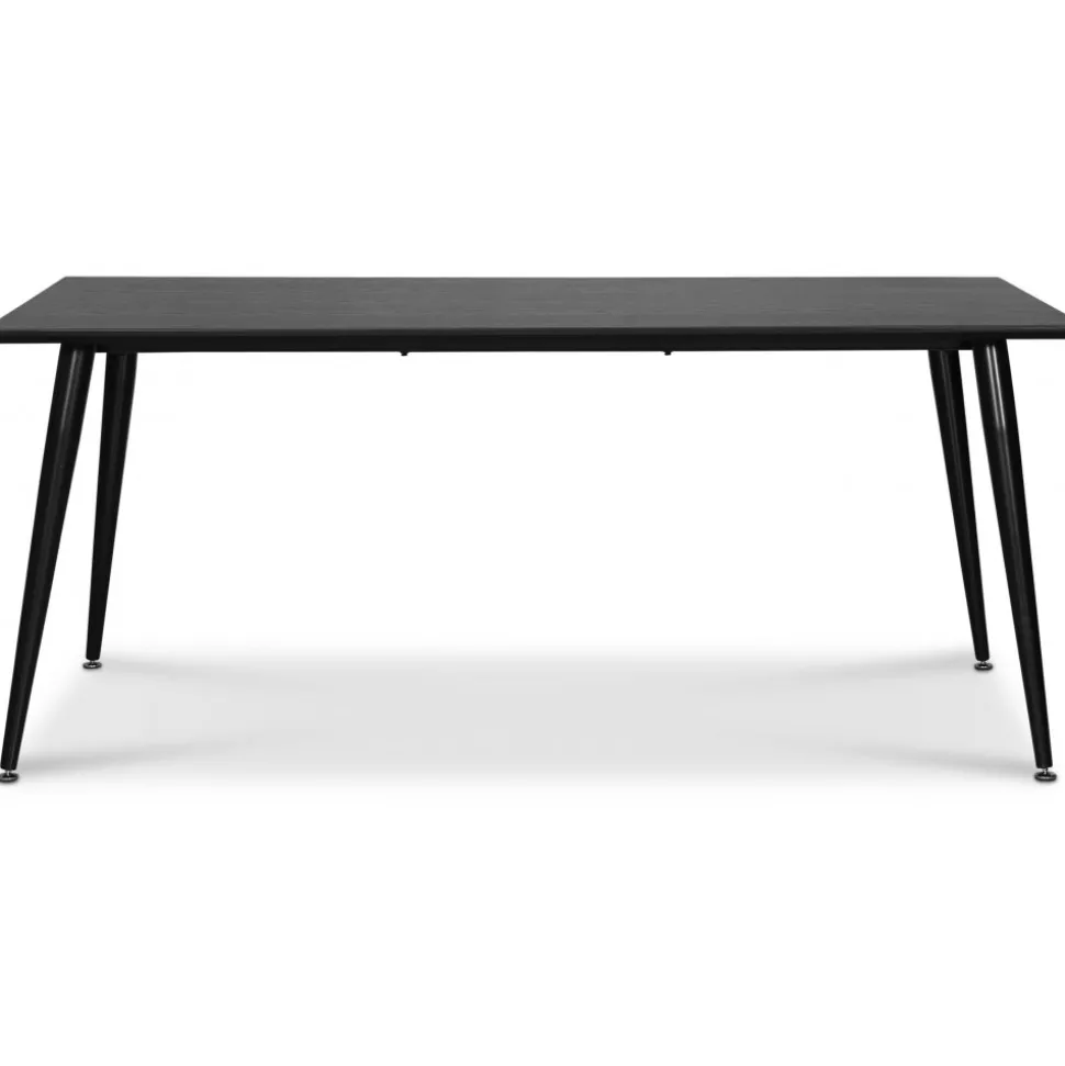 Dipp matgrupp; matbord 180x90 cm med 6 st svarta Bridge snurrbara matstolar + 4.00 x Möbeltassar