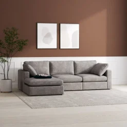 Divansoffa Falkenberg grå 296 cm vändbar divan + Textilrengöring för möbler