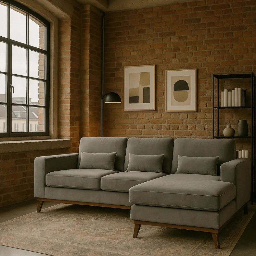 Divansoffa i grått sammet - Copenhagen + Fläckborttagare för möbler