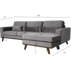 Divansoffa i grått sammet - Copenhagen + Textilrengöring för möbler