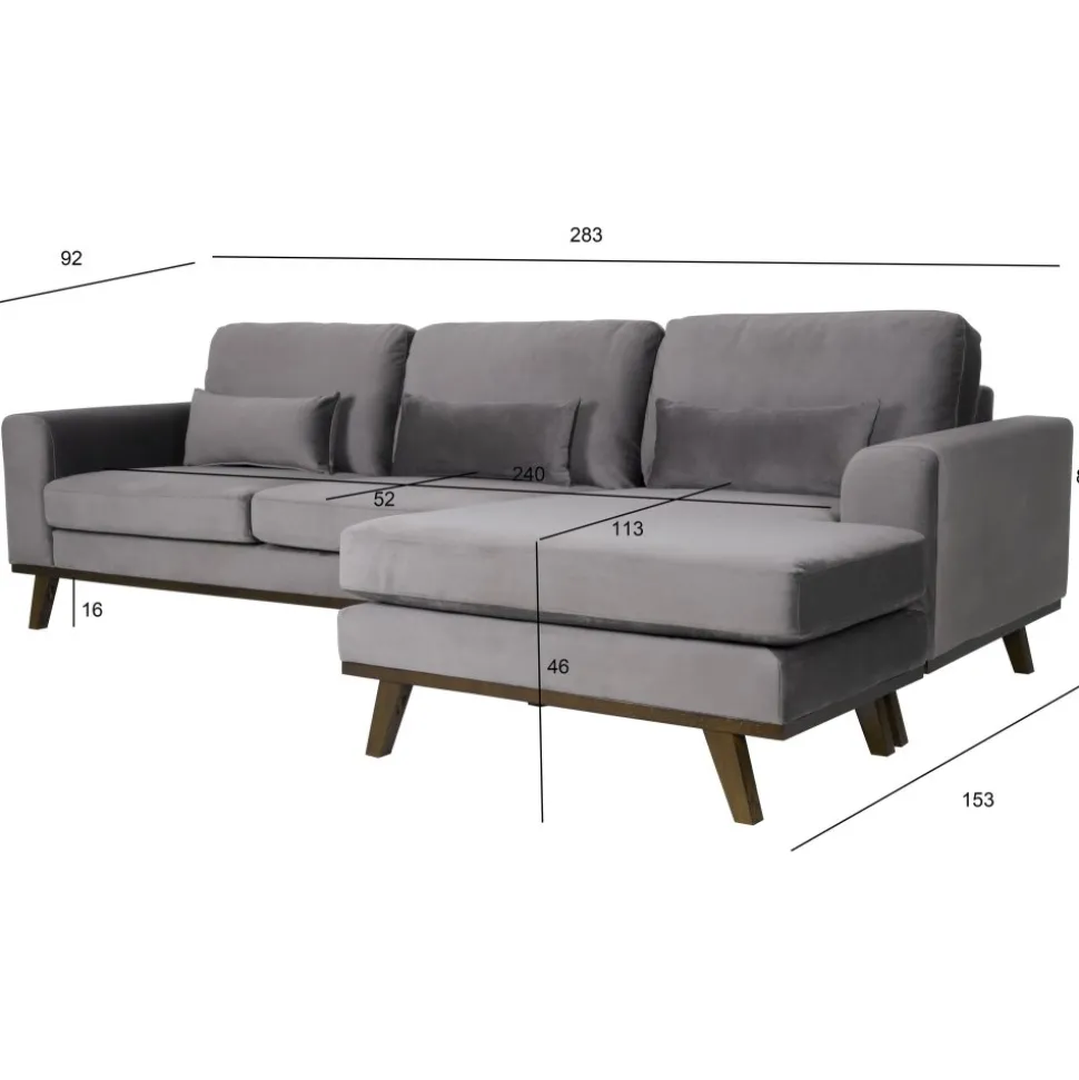 Divansoffa i grått sammet - Copenhagen + Textilrengöring för möbler