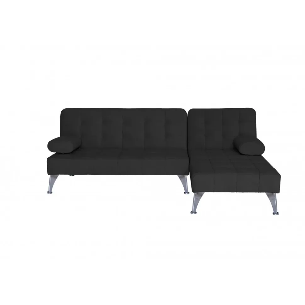 Divansoffa med bäddfunktion svart sammet - Neptun