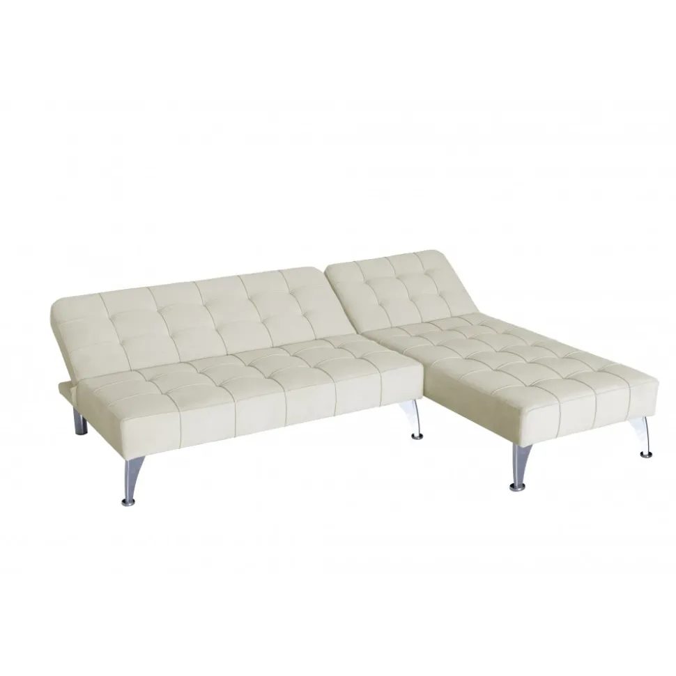 Divansoffa med bäddfunktion beige sammet