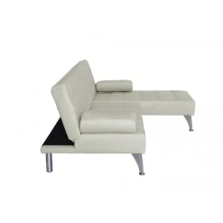 Divansoffa med bäddfunktion beige sammet