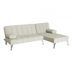 Divansoffa med bäddfunktion beige sammet