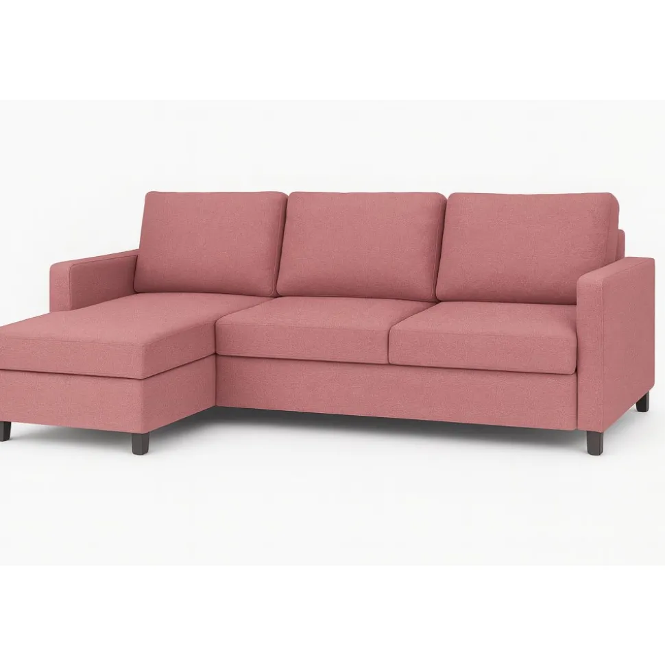 Divansoffa Uppsala bäddfunktion och förvaring 228 cm - Rosa