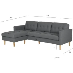 Divansoffa vändbar grå - Firenze