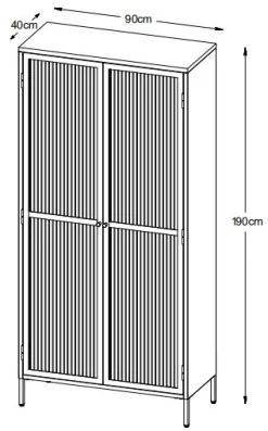 Dobb vinrött metallskåp med glasdörrar H190 cm