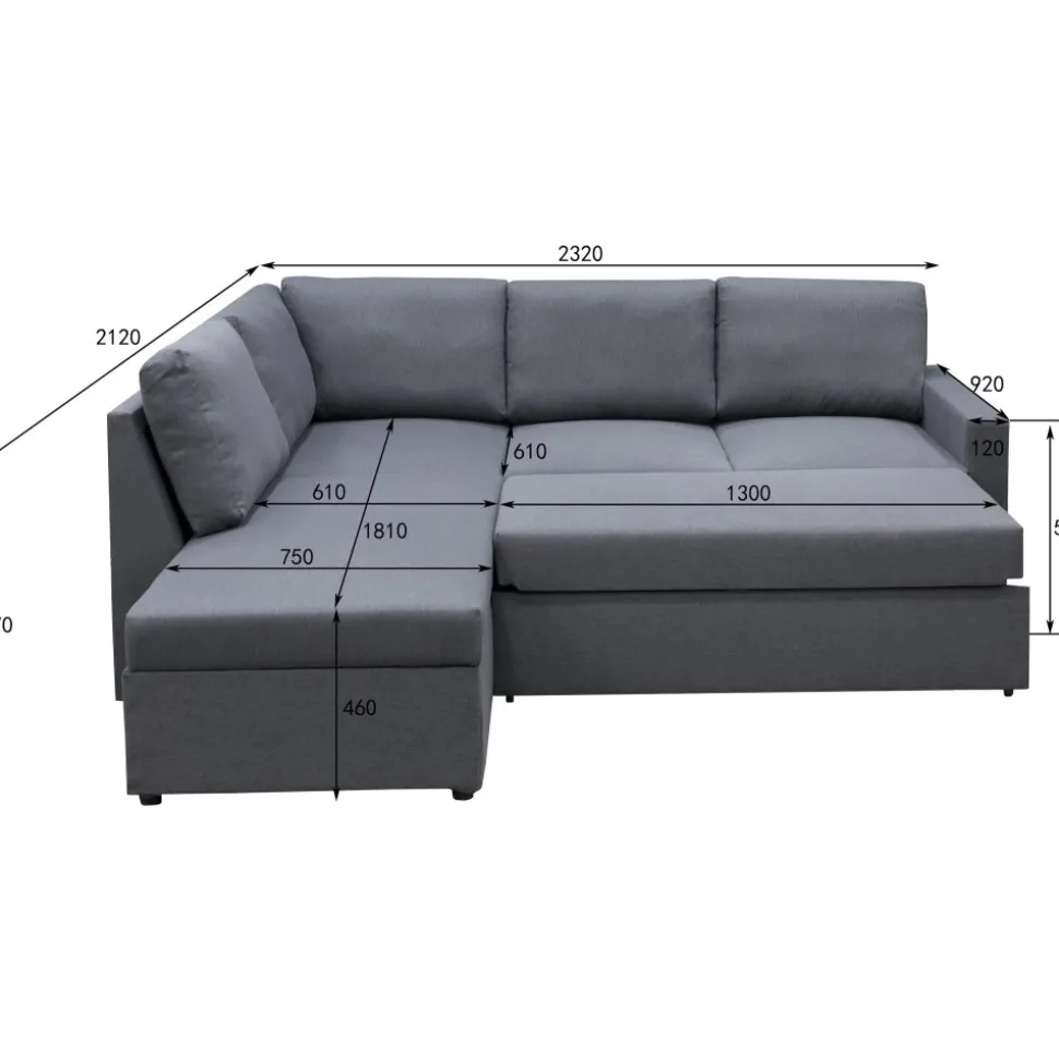 Dream hörnsoffa bäddsoffa med förvaring - Mörkgrå