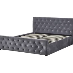 Dubbelsäng grå sammet 180 x 200 cm - Dubai + Textilrengöring för möbler