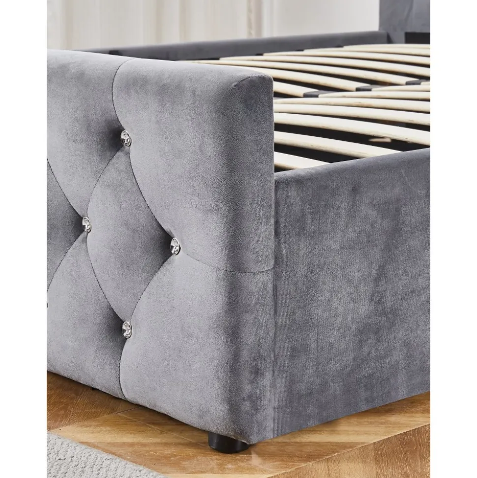 Dubbelsäng grå sammet 180 x 200 cm - Dubai + Möbeltassar