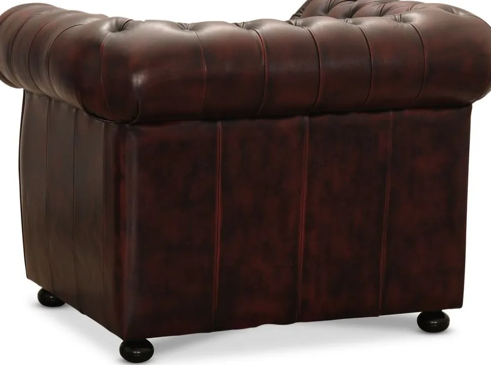 Dublin Chesterfield fåtölj Oxblod läder + Fläckborttagare för möbler