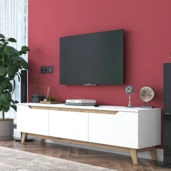 Duno TV-bänk Vit/valnöt