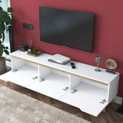 Duno TV-bänk Vit/valnöt