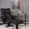 Duva reclinerfåtölj med fotpall i svart PU + Textilrengöring för möbler