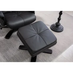 Duva reclinerfåtölj med fotpall i svart PU + Textilrengöring för möbler