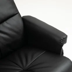 Duva reclinerfåtölj med fotpall i svart PU med bruna ben + Textilrengöring för möbler