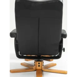 Duva reclinerfåtölj med fotpall i svart PU med bruna ben + Textilrengöring för möbler