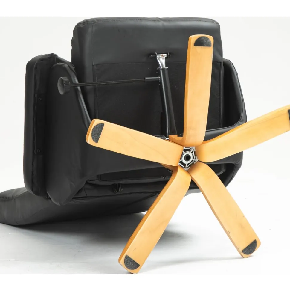 Duva reclinerfåtölj med fotpall i svart PU med bruna ben + Möbeltassar