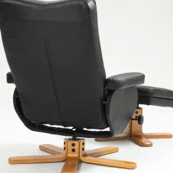 Duva reclinerfåtölj med fotpall i svart PU med bruna ben + Möbeltassar