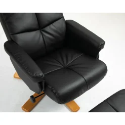 Duva reclinerfåtölj med fotpall i svart PU med bruna ben + Möbeltassar