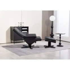 Duva reclinerfåtölj med fotpall i svart PU