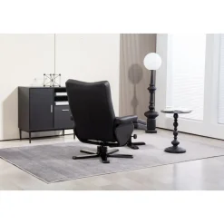 Duva reclinerfåtölj med fotpall i svart PU