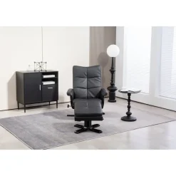 Duva reclinerfåtölj med fotpall i svart PU