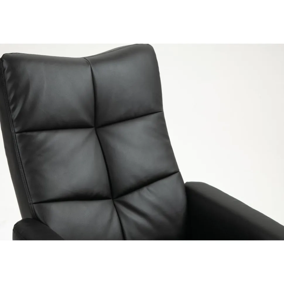 Duva reclinerfåtölj med fotpall i svart PU med bruna ben