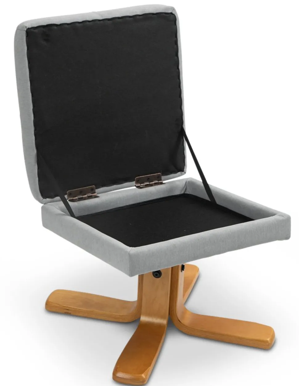 Duva ställbar fåtölj inklusive fotpall med förvaring - Grått tyg med träben