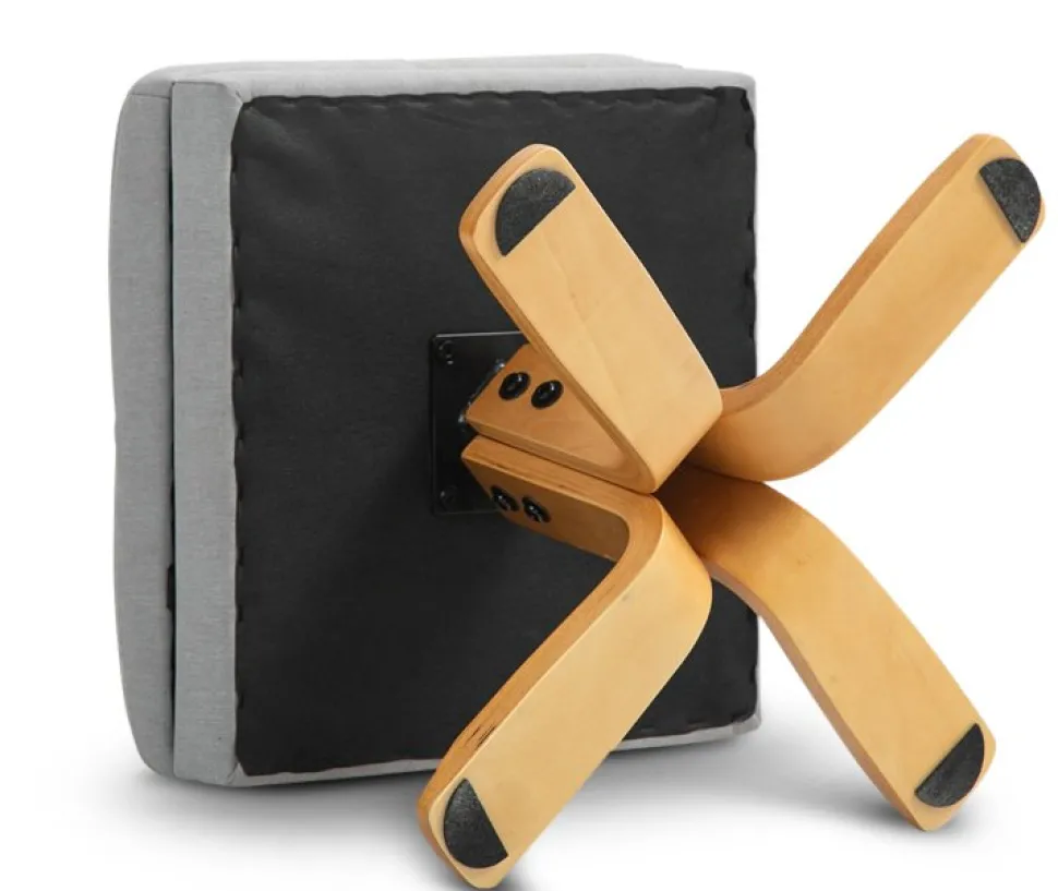 Duva ställbar fåtölj inklusive fotpall med förvaring - Grått tyg med träben