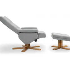 Duva ställbar fåtölj inklusive fotpall med förvaring - Grått tyg med träben