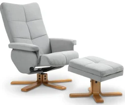 Duva ställbar fåtölj inklusive fotpall med förvaring - Grått tyg med träben + Textilrengöring för möbler