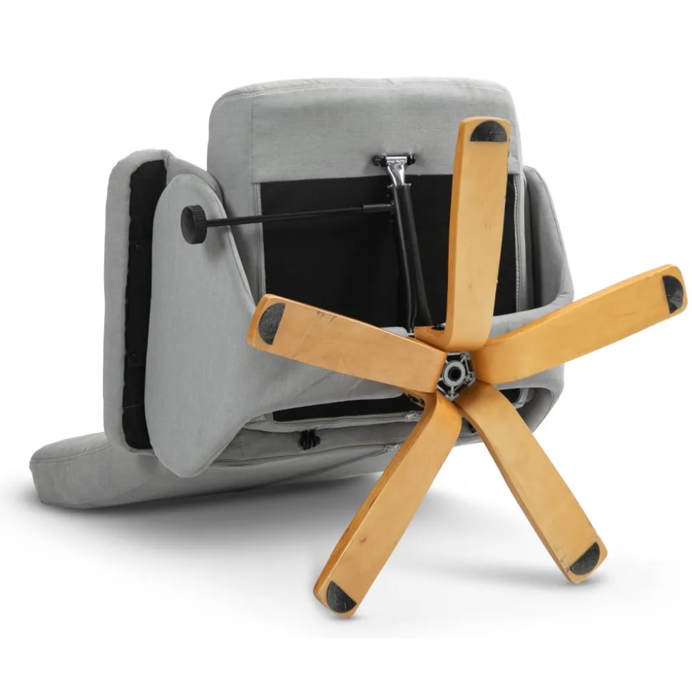 Duva ställbar fåtölj inklusive fotpall med förvaring - Grått tyg med träben + Möbeltassar