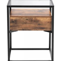 Eddie sidobord 43 x 43 cm - Brun/svart