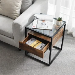 Eddie sidobord 43 x 43 cm - Brun/svart