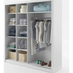 Einar nr 12 vit garderob med spegel och skjutdörrar 215x203 cm