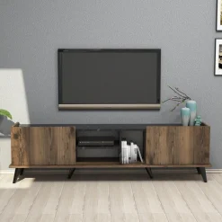 Elegant TV-bänk - Valnöt/svart