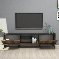 Elegant TV-bänk - Valnöt/svart