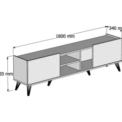 Elegant TV-bänk - Valnöt/svart