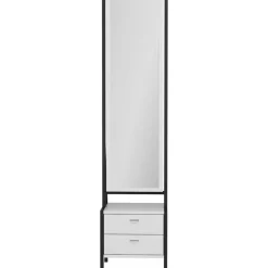 Elegante helkroppspegel med förvaring - Vit + Karta med möbeltassar på köpet!