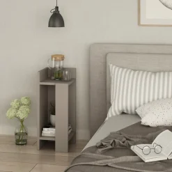 Elos sängbord vänster - Ljus mocka