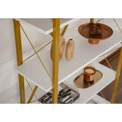 Elysian bokhylla - Vit/guld