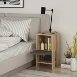 Ema sängbord - Ek/antracit