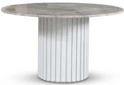 Empire matbord - Silver diana marmor 130 cm / Vit lamell träfot