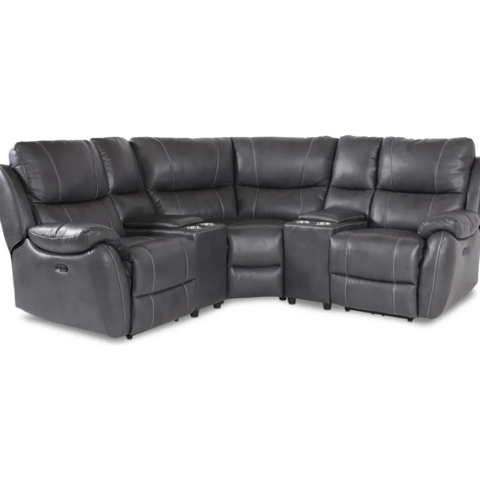 Enjoy Hollywood Biosoffa (hörnsoffa) - 3-sits (el) i grått konstskinn + Möbelvård Läderrengöring